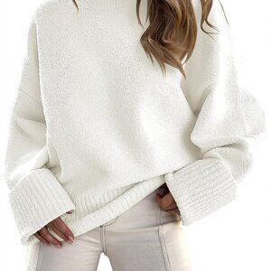 Women's Oversized Sweaters 2025 Long Sleeve Fuzzy Knit Casual Chunky Pullover Sw